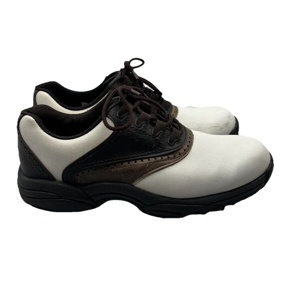Footjoy Green Joys Size 7 M White Brown Saddle Oxford Leather Golf Shoes 45402 main image 8